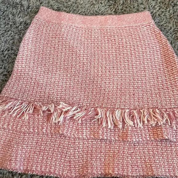 New Anthropologie Maeve Tamara Fringed Mini Sweater Skirt Pink Size Small NWT - Picture 8 of 9